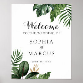 Poster Palma Tropical Banana Leaf Greenery Modern Welcome