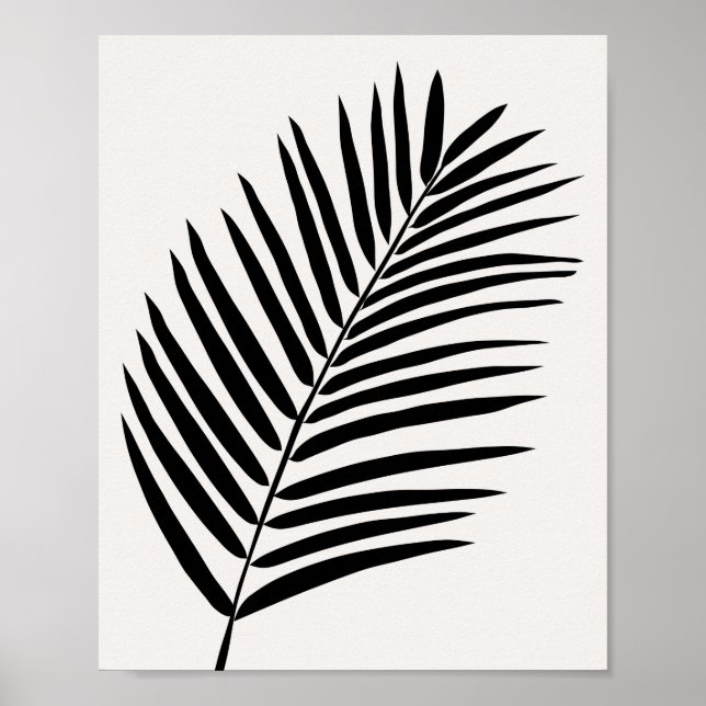 Poster Palma Tropical De Creme Branco E Preto (Frente)