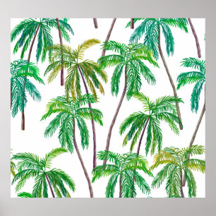 Poster Palmas acrílicas: Textura têxtil de verão.