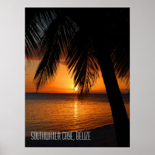 Poster Palmeira tropical Sunset em Belize