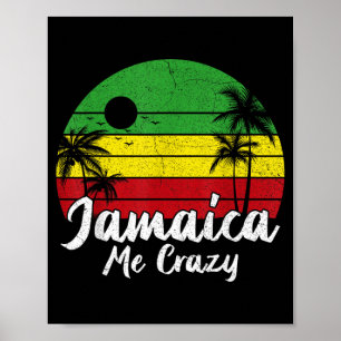 Poster Palmeira Vintage Retro Pôr do Sol Jamaica Louco
