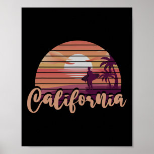 Poster Palmeiras da Califórnia Oceano Surf Ca Praia Mar R