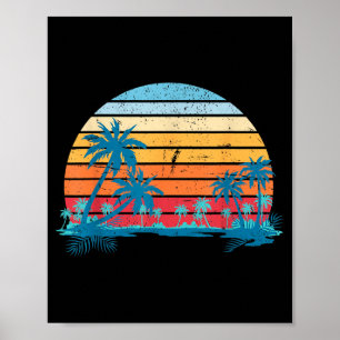 Poster Palmeiras da Praia do Pôr do Sol Vibes de Verão Re