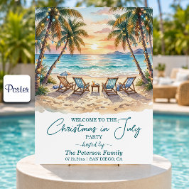 Poster Palmeiras de Praia Exóticas Natal em Julho Bem-vin