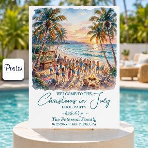 Poster Palmeiras Luzes de Natal em Julho Bem-vindo