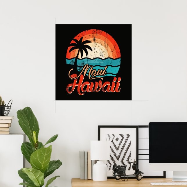 Poster Palmeiras Praia Havaiana (Escritório em casa)