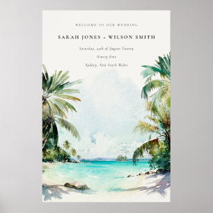 Poster Palmeiras Tropicais de Praia Boas-vindas