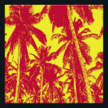 Póster Palmeiras tropicais em vermelho e amarelo<br><div class="desc">Palmeiras tropicais vibrantes e douradas em estilo pop vermelho e amarelo.</div>