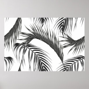 Poster Palmeiras tropicais folhas da floresta floral sem 