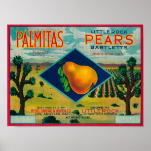 Póster Palmitas Pear Crate LabelAntelope Valley, CA