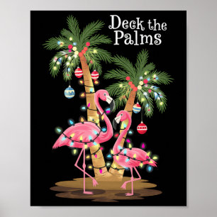 Poster Palms Flamingo, Luzes De Natal Tropicais