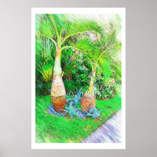Póster Palms & Landscape - Miami Beach, coleção Fl