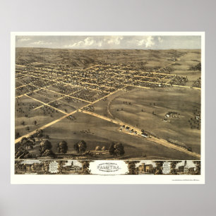 Póster Palmyra, mapa panorâmico do MO - 1869