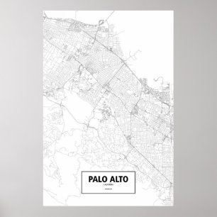 Póster Palo Alto, Califórnia (preto no branco)