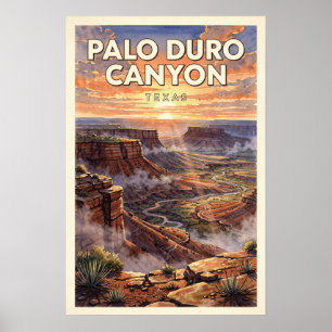 Poster Palo Duro Canyon Texas Viagem Vintage