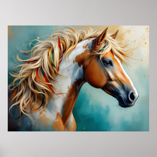 Poster Palomino Paint Mustang Retrato (Frente)