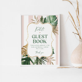 Poster Pálpebra de chic praia rosa listras cor-de-rosa Fo