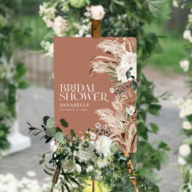 Poster Pampas de casamento em terracota moderna terracota (Criador carregado)