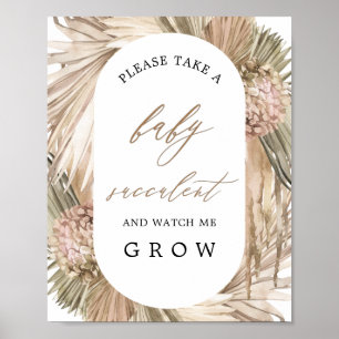 Poster Pampas Grass Baby Succult Sinal Chá de fraldas