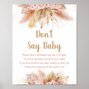 Poster Pampas Grass Dourado Floral Rosa Não Digam Jogo de