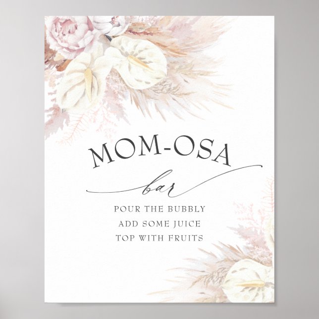 Poster Pampas Grass e Anthurium Sinal de Bar Mãe-osa (Frente)