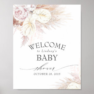 Poster Pampas Grass e Chá de fraldas Anthuriums Bem-vind