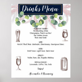 Poster Pampas Grass & Eucalyptus Drinks Menu Sinal de Cas