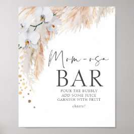 Poster Pampas Grass Floral Chá de fraldas Mãe-Bar
