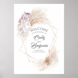 Poster Pampas Grass Pink King Protea Chic Casamento Bem-V