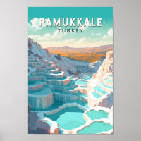 Pamukkale Turkey Viagem Art Vintage