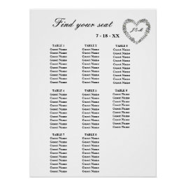 Póster Pan de table mariage noir et blanc 