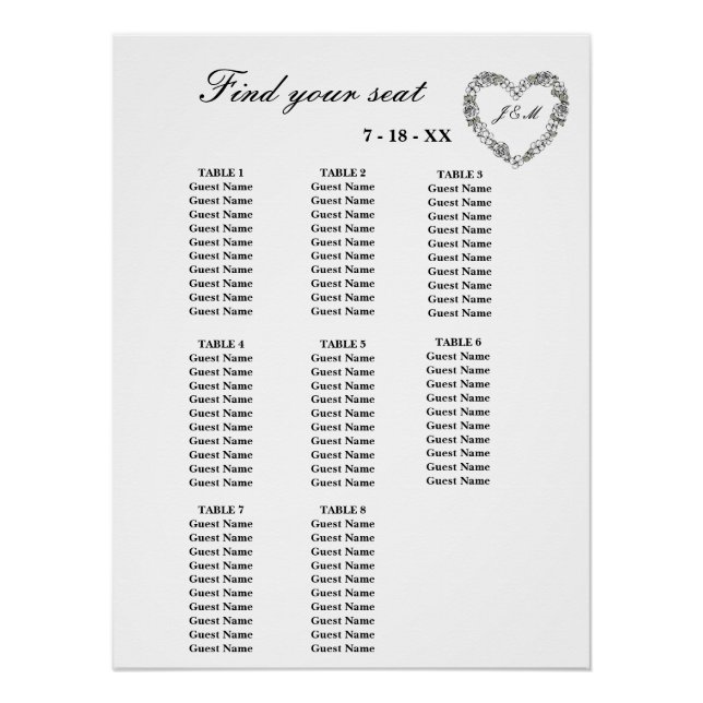 Póster Pan de table mariage noir et blanc  (Frente)