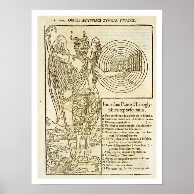 Póster Pan, o deus universal, e os elementos que ele repr (Frente)