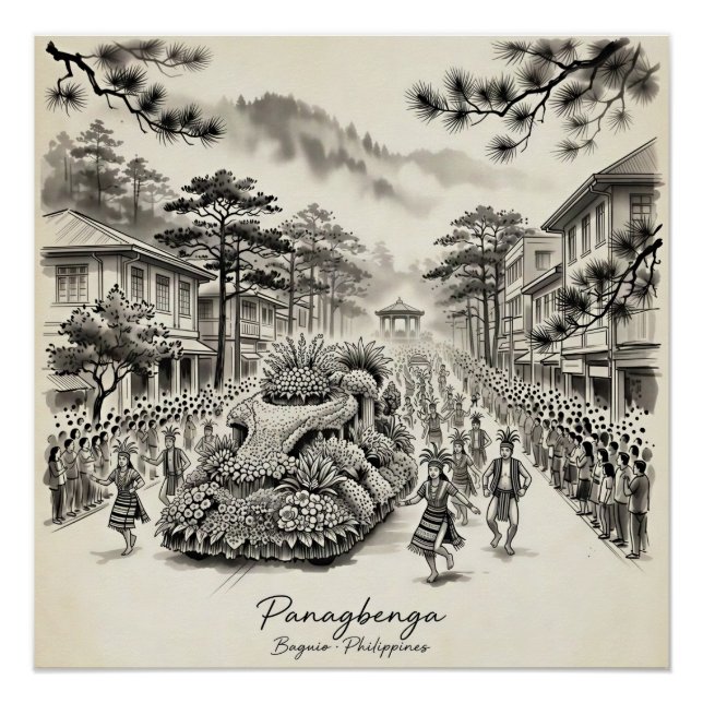 Póster Panagbenga Festival Baguio Philippines Flower Fest (Frente)