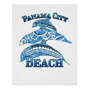 Póster Panamá City Beach Flórida Tribal Dolphins