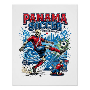 Póster Panamá Futebol Esqueleto Atacante Nações Poster Es