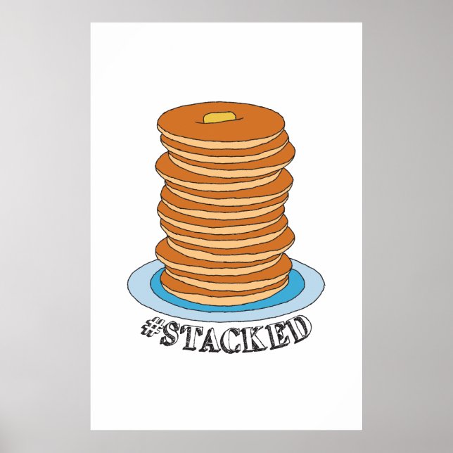 Poster Pancake de Pancakes de Pilha de Cheio desenhado à  (Frente)
