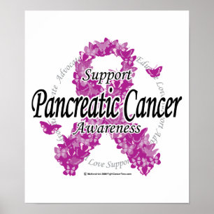 Póster Pancreatic Cancer Ribbon of Butterflies