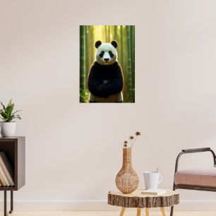 Poster Panda Adorável em Floresta Bambu
