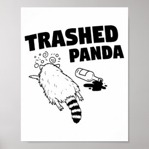 Poster Panda Arrasado, Guaxinim Bêbado Engraçado, Humor d