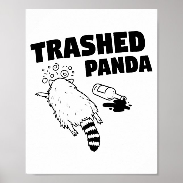 Poster Panda Arrasado, Guaxinim Bêbado Engraçado, Humor d (Frente)