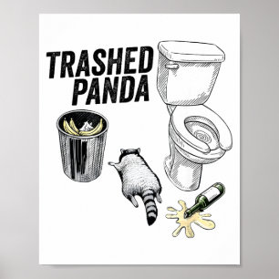 Poster Panda Arrasado, Guaxinim Bêbado Engraçado, Humor d