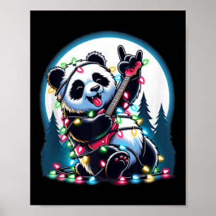 Poster Panda Árvore de Natal Luz Engraçada Xmas Panda Lov