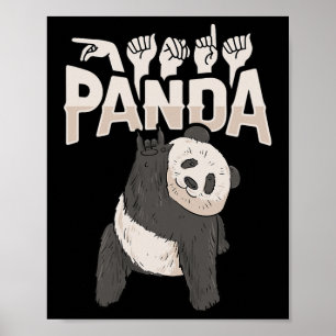 Poster Panda Asl Gesto de Mão Surda Audição Perda Consciê