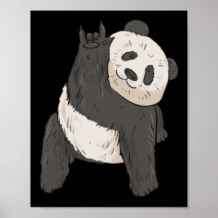 Poster Panda Asl Gesto de Mão Surda Audição Perda Consciê