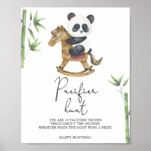 Poster Panda Bear - caça ao chupeta jogo de chá de bebê