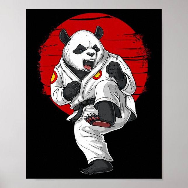 Poster Panda Bear Karate Kickboxing Kung Fu Taekwondo Mar (Frente)