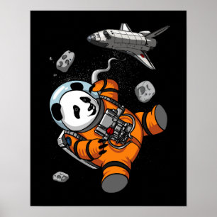 Poster Panda Bear Space Astronauta Engraçado Animal
