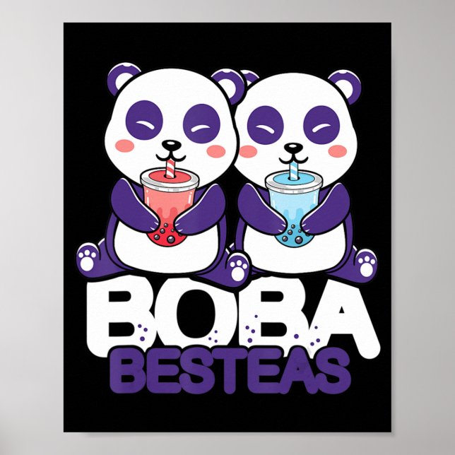 Poster Panda Boba Bubble Tea Anime Kawaii Neko Girls (Frente)
