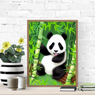 Poster Panda Bonita Na Floresta De Bambu